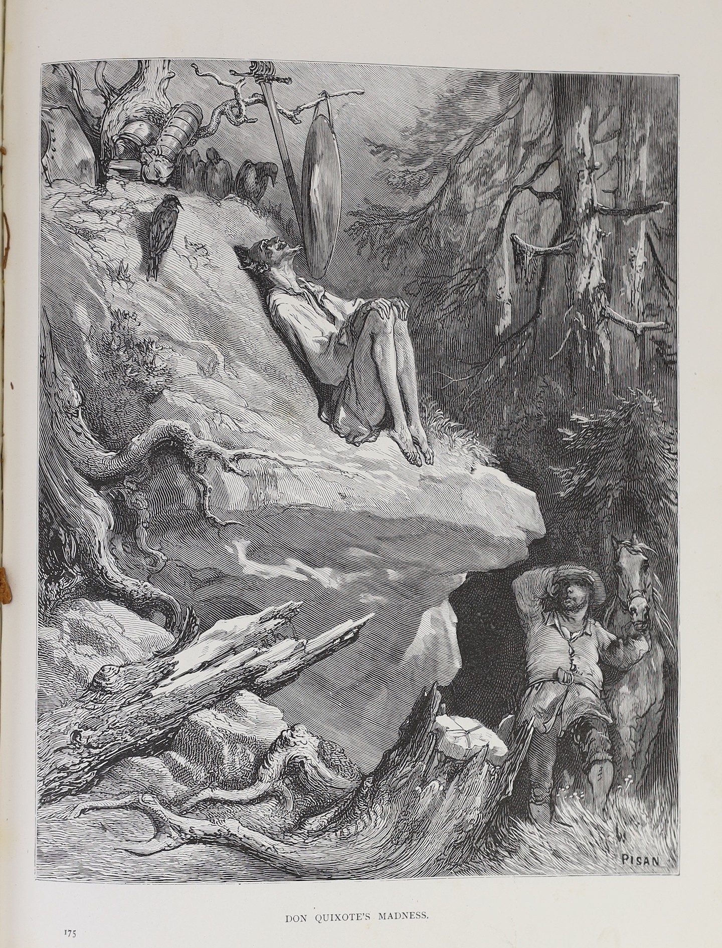 Dore, Gustave (illustrator) - Cassell's Dore Gallery... With a Memoir (etc) by Edmund Ollier. num. engraved plates; contemp. half morocco and cloth, gilt decorated panelled spine, ge. and marbled e/ps., fol. (ca.1885)